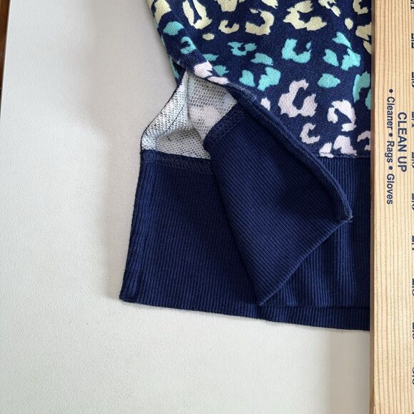 Cabana Crown & Ivy Tunic Sweatshirt XL Navy Blue Colorful All Over Leopard Print - Picture 6 of 10